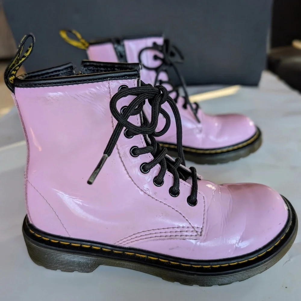 DR Martens Air Wait Patent Leather Combat Boots Youth Size 13